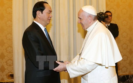 Staatspräsident Tran Dai Quang trifft Papst Franziskus - ảnh 1